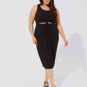Torrid Midi Knot Front Tank Dress Black